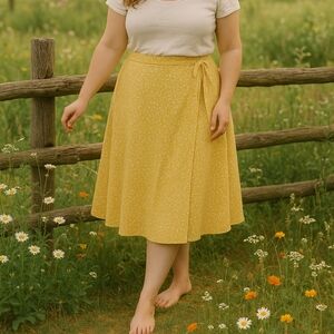 Yellow Floral Wrap Skirt